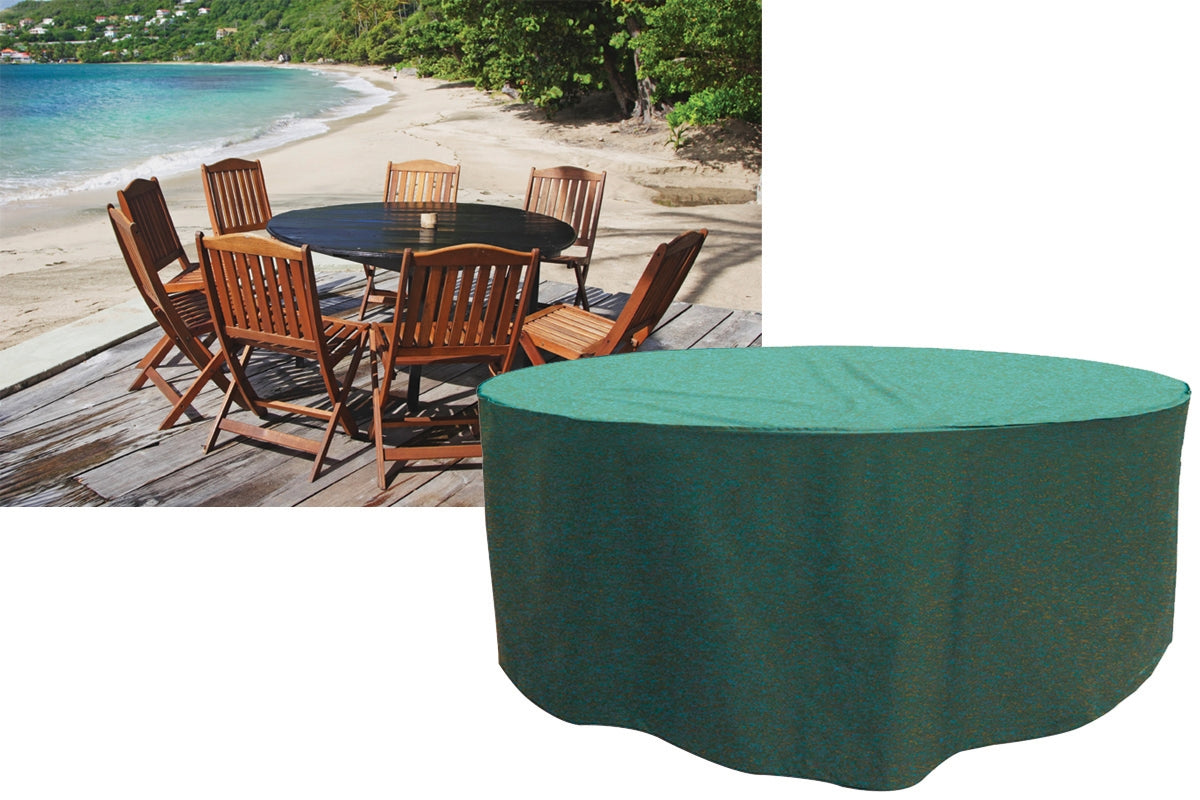 Premium 8 Seat Round Outdoor Garden Patio Furniture Set Cover Green