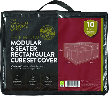 Modular 6 Seat Rectangular Cube Patio Furniture Set Cover Green