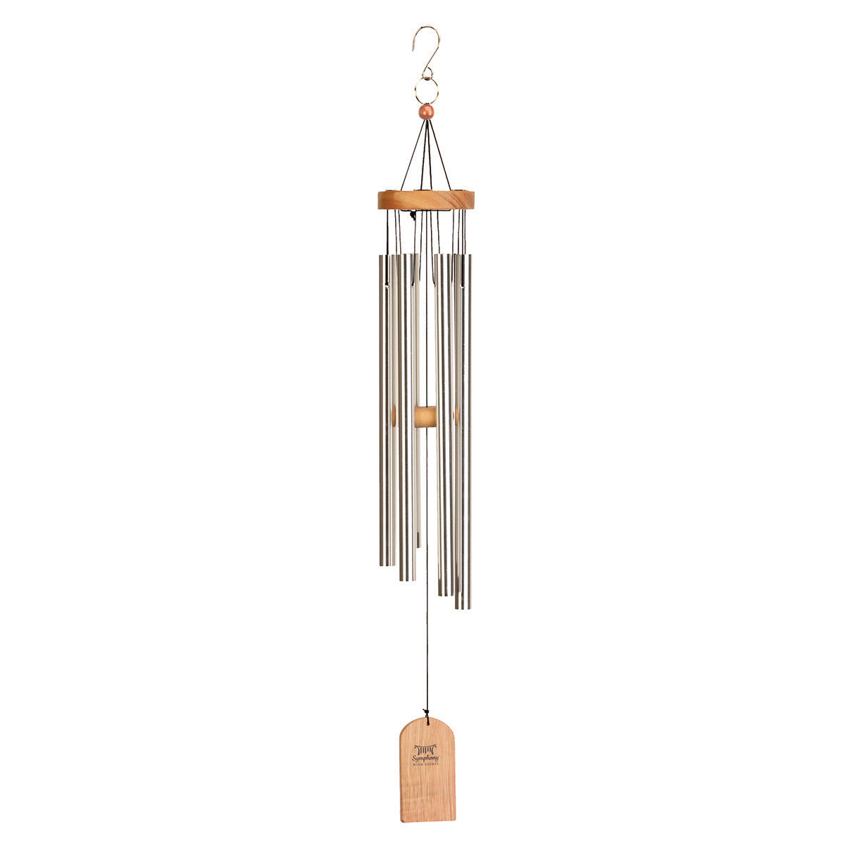 Wood and Aluminium Silver Finish Wind Chime
