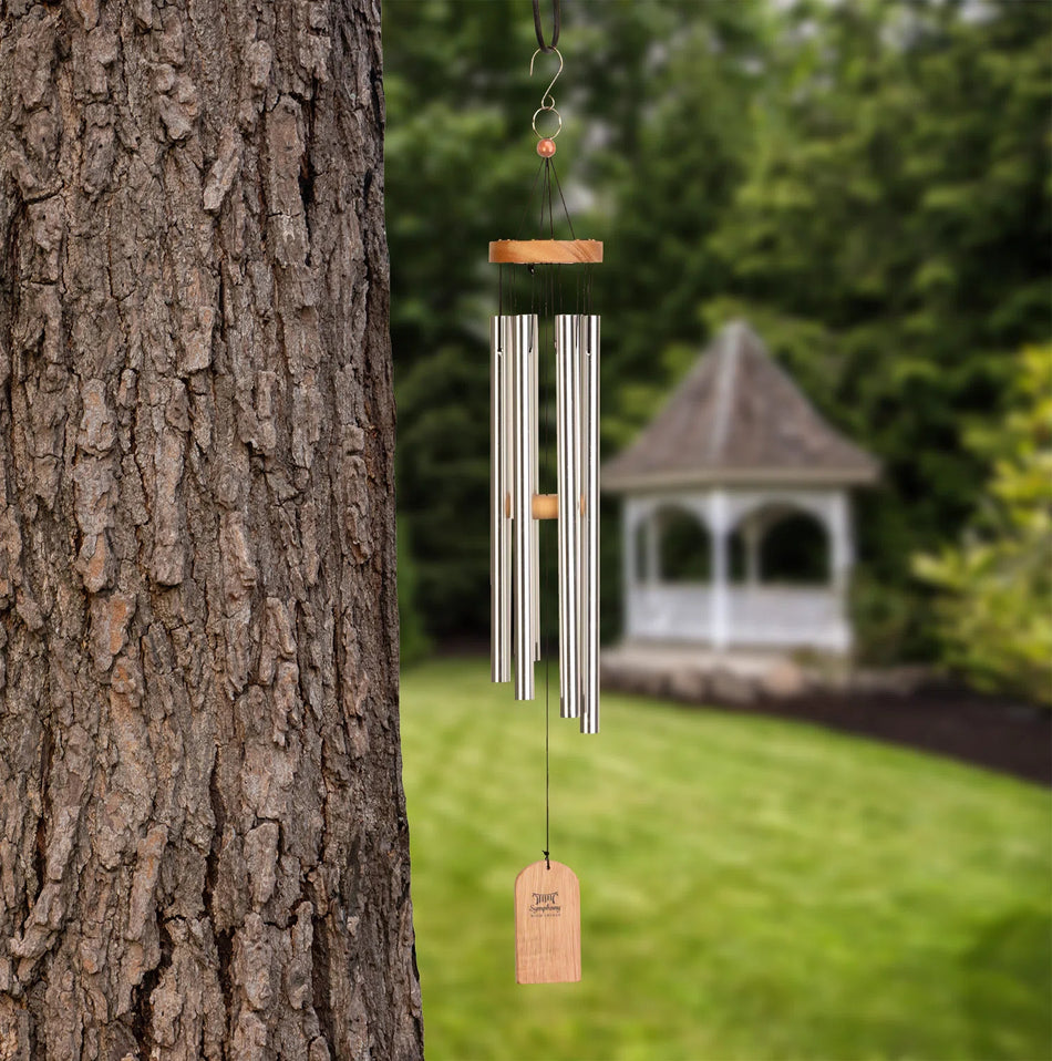 Wood and Aluminium Silver Finish Wind Chime