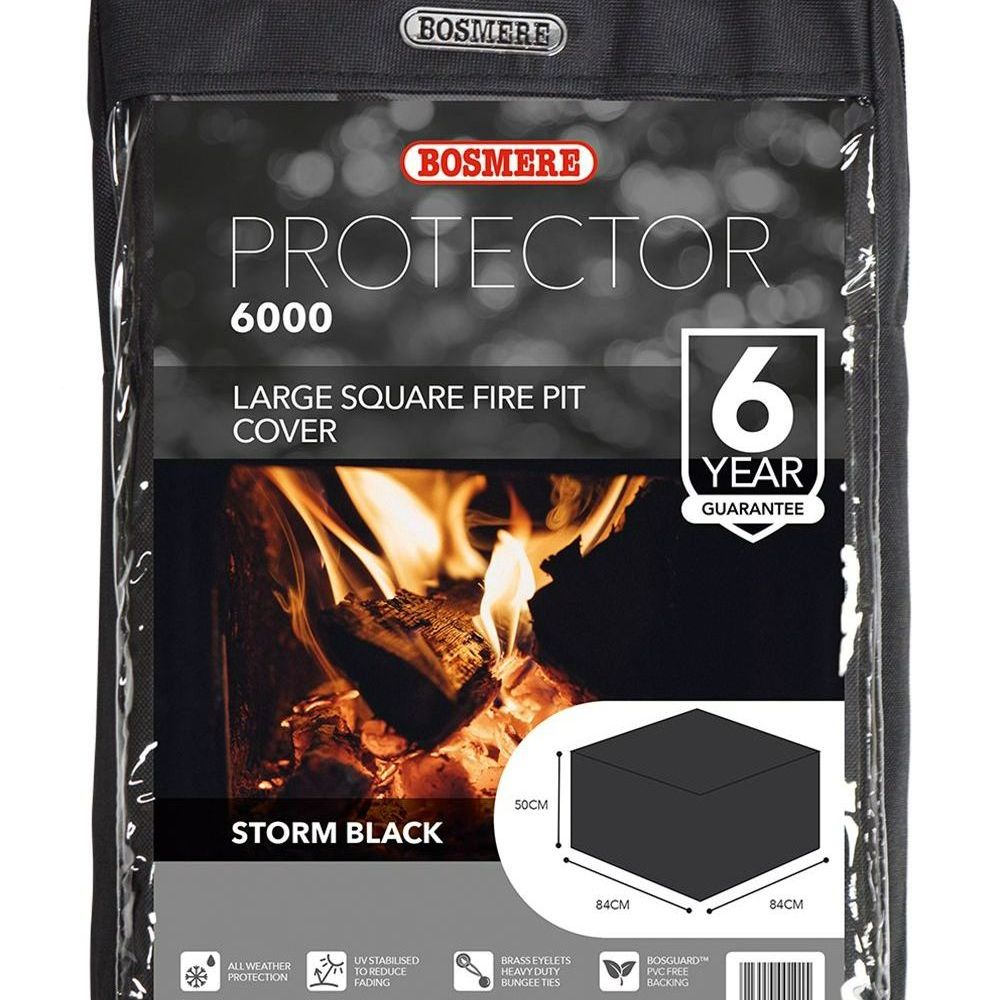 Bosmere Large Square Firepit Cover - Black Polyester 84cm D775