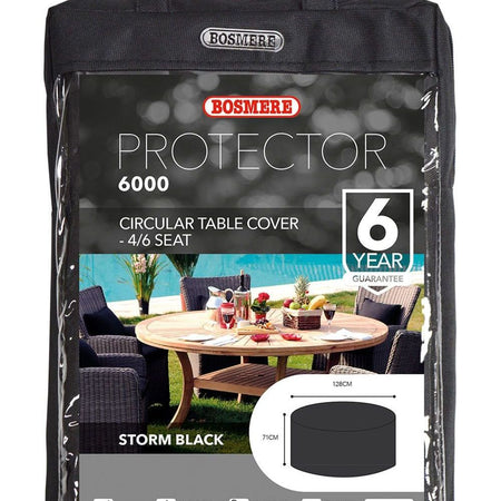 Bosmere 4/6 Seat Circular Patio Table Cover - Polyester Black D545