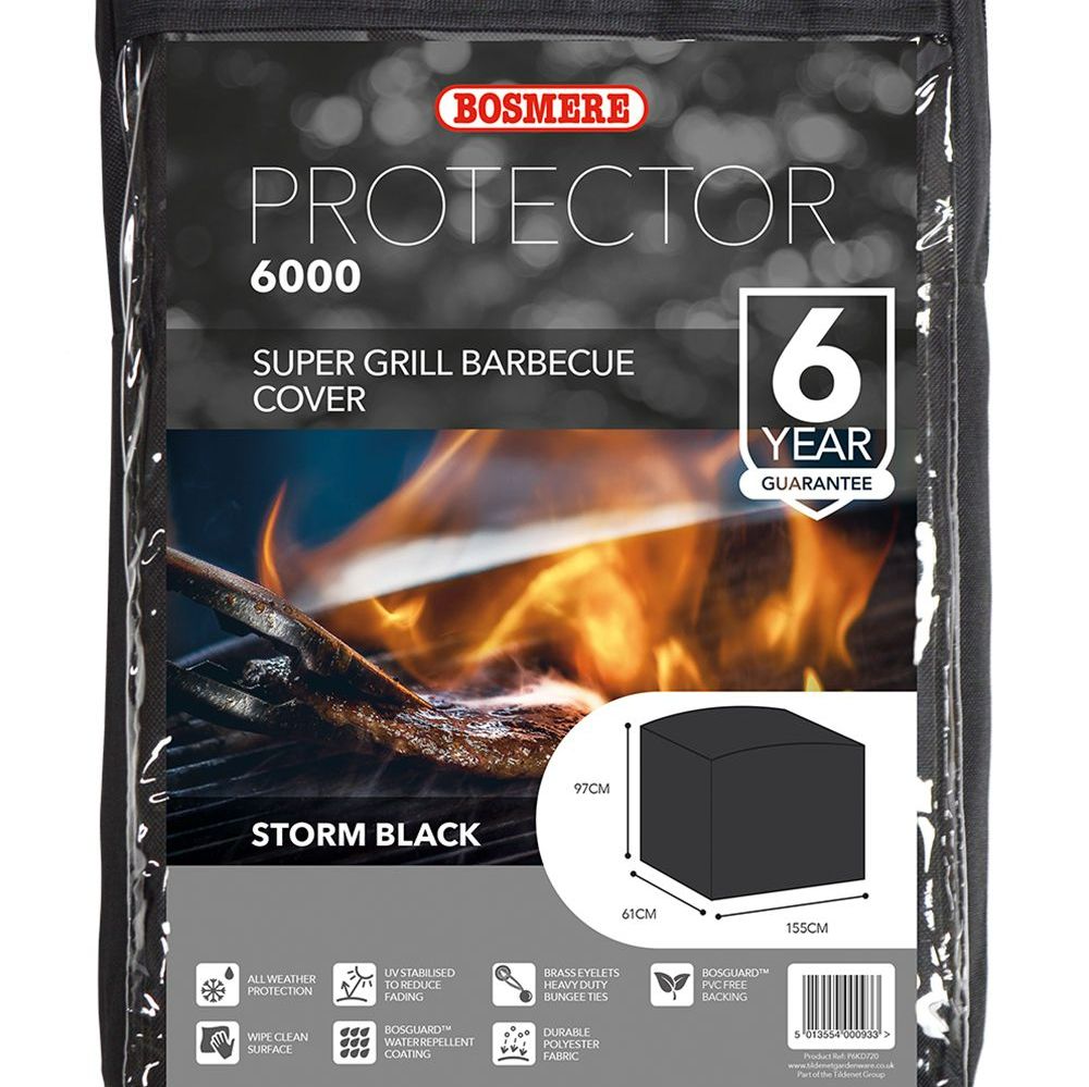 Bosmere Protector 6000 Super Grill Polyester Barbecue Cover Black D720