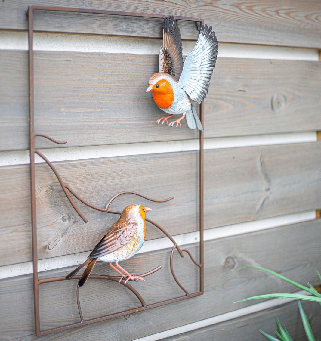 La Hacienda Tree Top Robins Metal Garden Bird Wall Art
