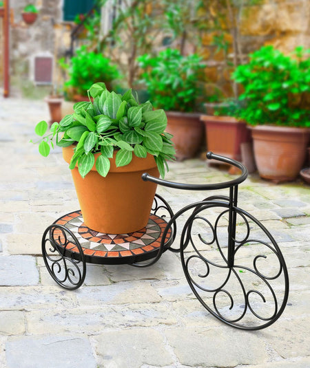 Panacea Rustica Italia Mosaic Tile Tricycle Plant Stand