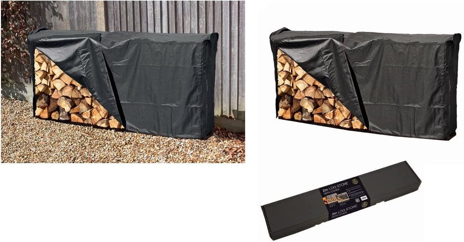 Garland Metal 2m Garden Log Store With Protective Cover