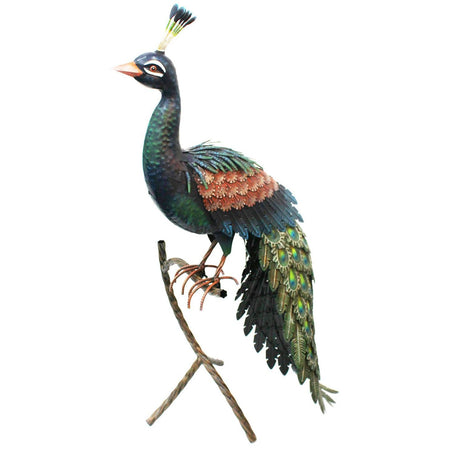 Primus Large Deluxe Metal Peacock Bird On Standing Perch Pq1835