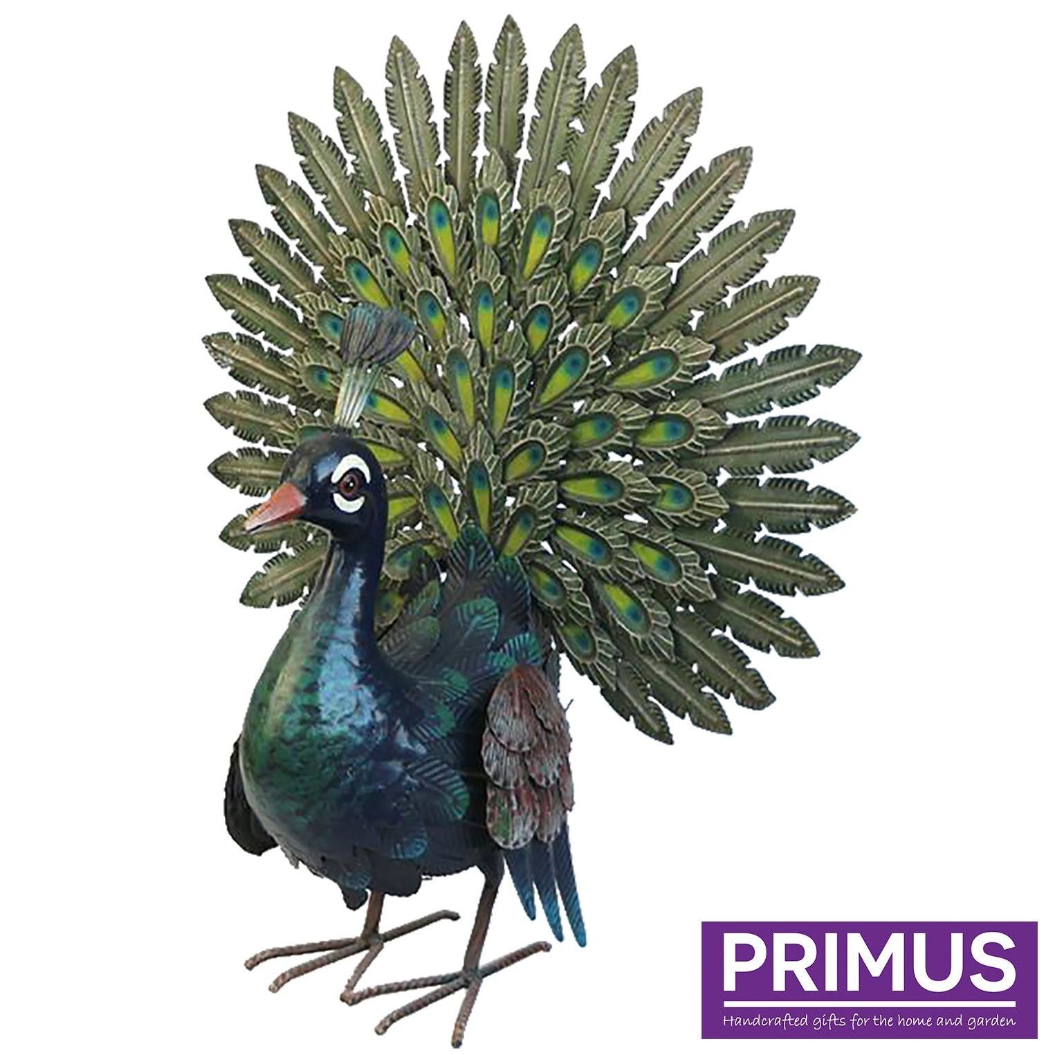 Primus Small Deluxe Display Metal Peacock Bird Ornament 54cm Pq1833