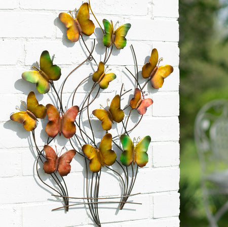 La Hacienda 3d Butterfly Swarm Metal Garden Wall Art