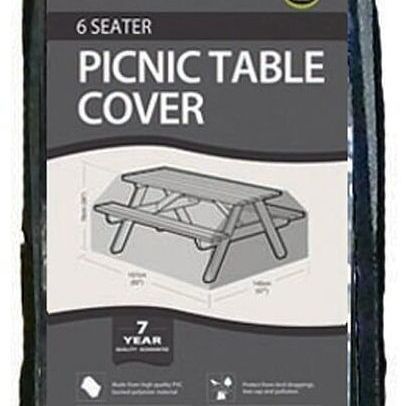 Garland Premium Quality 6 Seater Picnic Table Cover Heavy Duty Polyester Black W1504