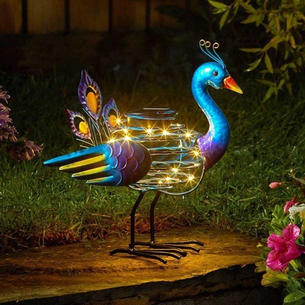Smart Solar Peacock Spiralight Metal Animal Light Ornament