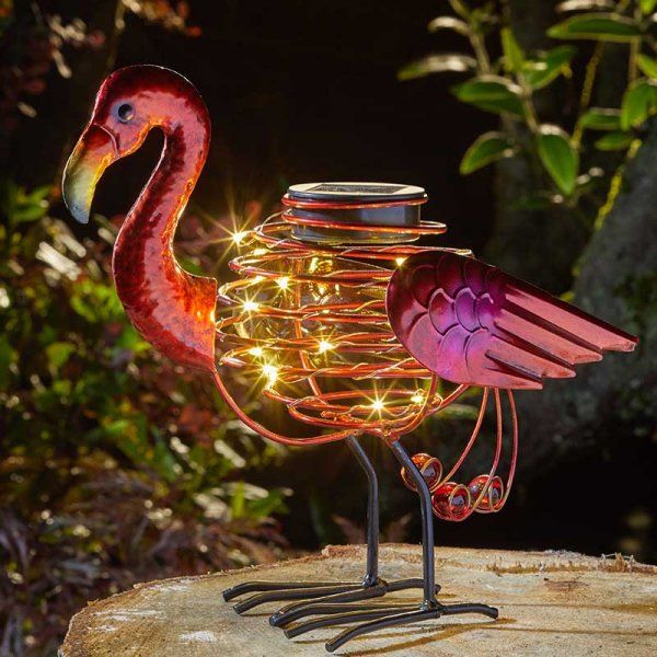 Smart Solar Flamingo Spiralight Metal Animal Light Ornament